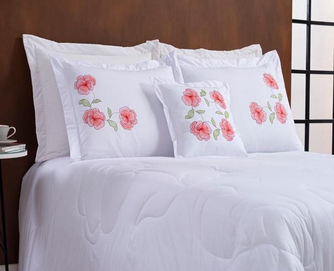Kit Amor perfeito Queen 5 peças Branco/ Rosas Vermelho Menor preço em Kit Amor perfeito Queen 5 peças Branco/ Rosas Vermelho