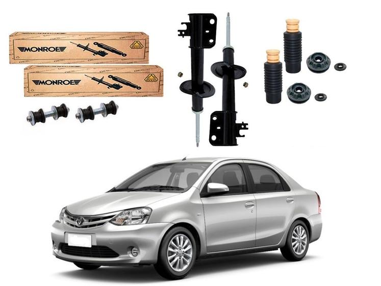 Kit amortecedor dianteiro bieleta monroe original toyota etios sedan 1.5 2012 a 2016 Menor preço em Kit amortecedor dianteiro bieleta monroe original toyota etios sedan 1.5 2012 a 2016