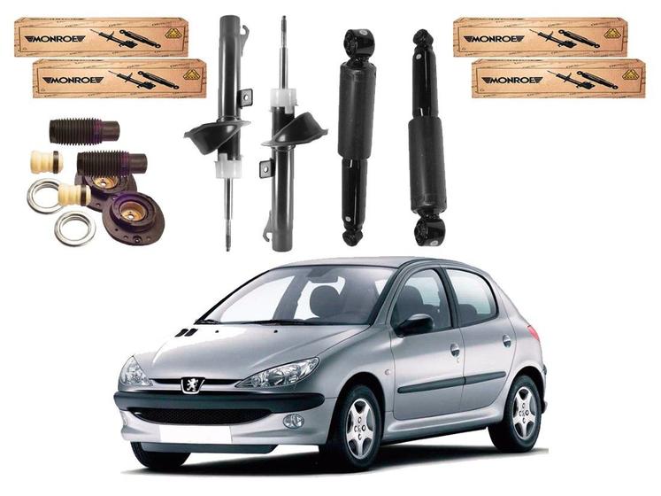 Imagem de Kit amortecedor dianteiro traseiro monroe original peugeot 206 1.6 1999 a 2006