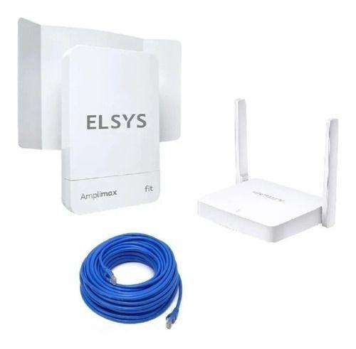 Imagem de Kit Amplimax FIT 4G - ELSYS + Roteador Wi-Fi 300Mbps + 40M Cabo LAN