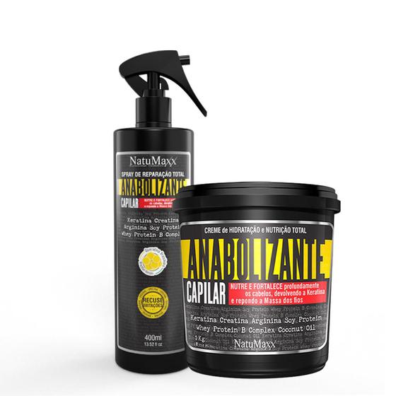 Imagem de Kit Anabolizante Capilar Spray Reparador 400ml + Máscara Capilar Hidratação Fortificante 1kg