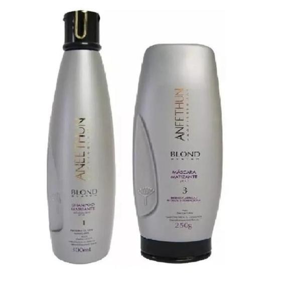 Imagem de Kit Aneethun Blond Matizante Shampoo 300Ml E Masc 250Gr