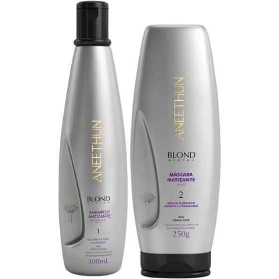 Imagem de Kit Aneethun Blond System Matizante Shampoo 300ml e Mascara 250g