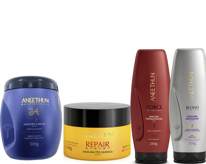 Imagem de Kit Aneethun C/4 Máscaras Hidratação + Matização Loiras