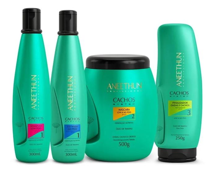 Imagem de Kit Aneethun Cachos Shampoo low poo + Co Wash + Máscara + Finalizador Ondas E Cachos