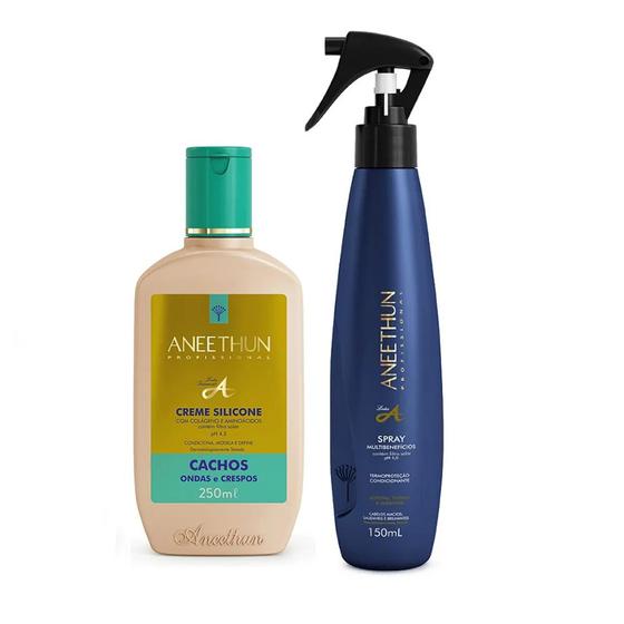 Imagem de Kit Aneethun Linha A Creme Cachos 250ml e Spray 150ml