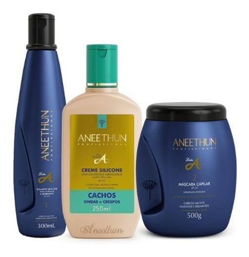 Imagem de Kit Aneethun Linha A Shampoo + Creme Cachos + Máscara Linh A