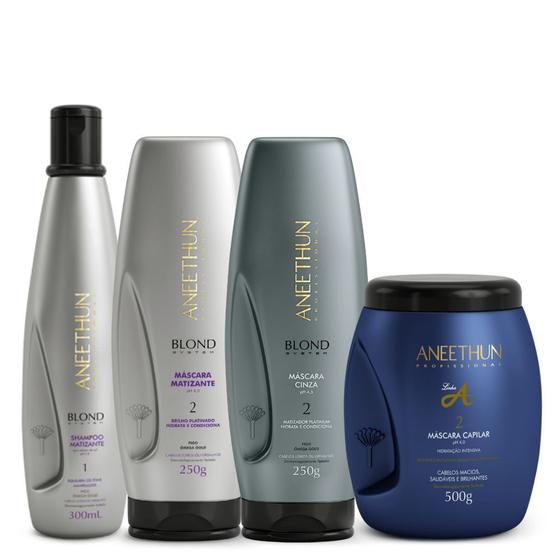 Imagem de Kit Aneethun Matizante Profissional Blond System + Máscara Linha A Hidratação 500g