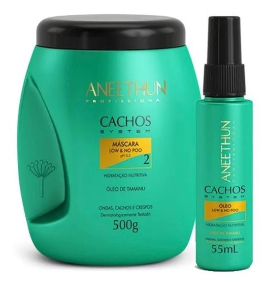 Kit Aneethun Oleo Low No Poo Cachos System E Máscara Cachos 500g