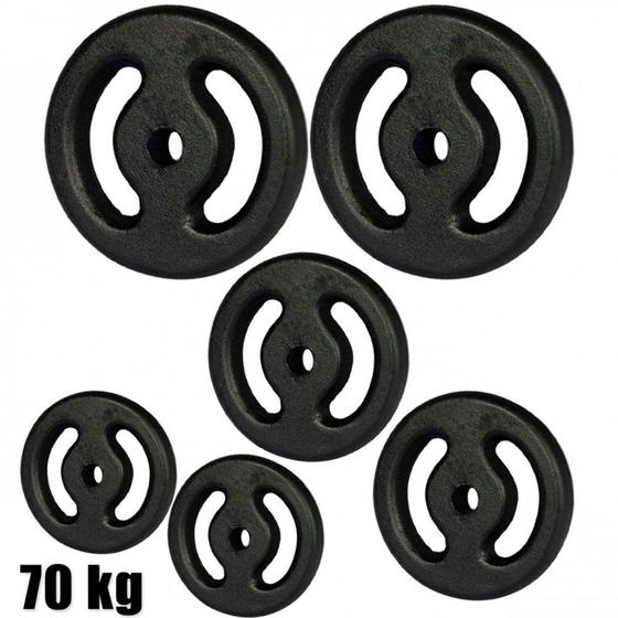 Kit Anilhas 70kg com 2 Anilhas 5kg + 2 Anilhas 10kg + 2 Anilhas 20kg Preta Pintada Mega Peso Menor preço em Kit Anilhas 70kg com 2 Anilhas 5kg + 2 Anilhas 10kg + 2 Anilhas 20kg Preta Pintada Mega Peso