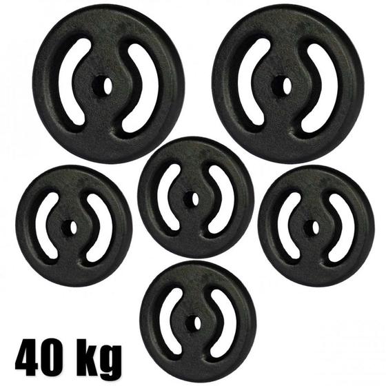 Kit Anilhas Pintada 40kg com 2 Anilhas 10kg + 4 Anilhas 5kg Preta Mega Peso Menor preço em Kit Anilhas Pintada 40kg com 2 Anilhas 10kg + 4 Anilhas 5kg Preta Mega Peso