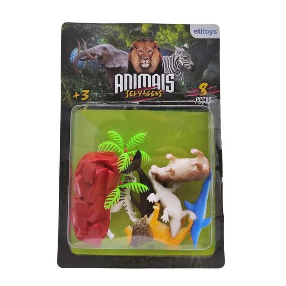 Imagem de Kit Animais Selvagens Floresta De Brinquedo 8 Peças Etitoys