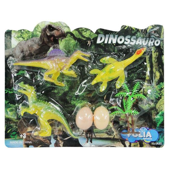 Imagem de Kit animal dinossauro de plastico com acessorios 6 pecas