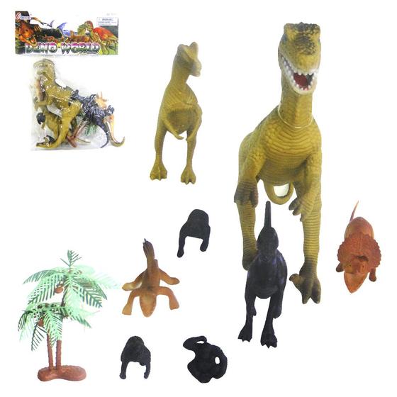 Imagem de Kit animal dinossauro de pvc dino world com acessorio 9 pecas