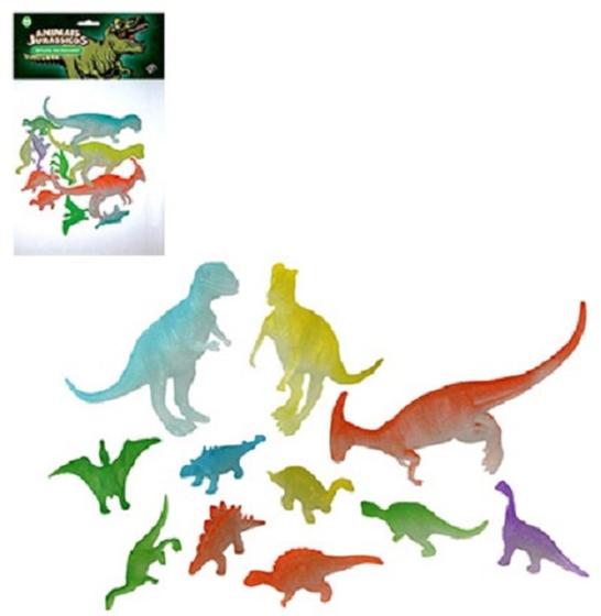 Imagem de Kit Animal Dinossauro Pvc Jurassicos Brilha No Escuro Medio Com 11 Pecas - ARK BRASIL