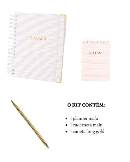 Imagem de Kit Anotações Planner + Caderneta + Caneta Chique Dourada