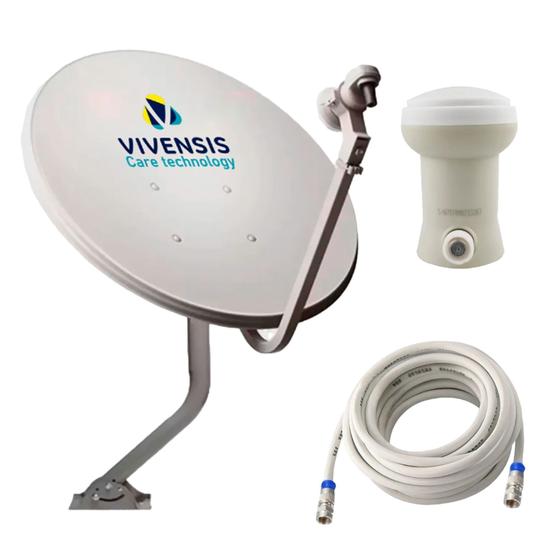 Imagem de Kit Antena Banda KU Vivensis + LNBF Simples + Kit Cabo 15 mts