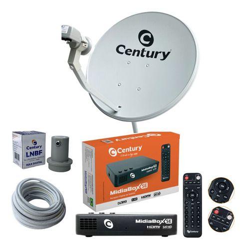Kit Antena Century 60cm Com Midiabox SE , Lnbf Ku E Cabo Menor preço em Kit Antena Century 60cm Com Midiabox SE , Lnbf Ku E Cabo