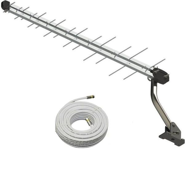 Imagem de Kit Antena de TV Digital 16 DBI HDTV UHF Completa Cabo 15m