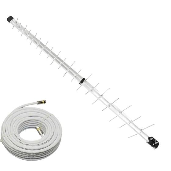 Imagem de Kit Antena de TV Digital Externa 16 Dbi HDTV UHF C/ Cabo 10m