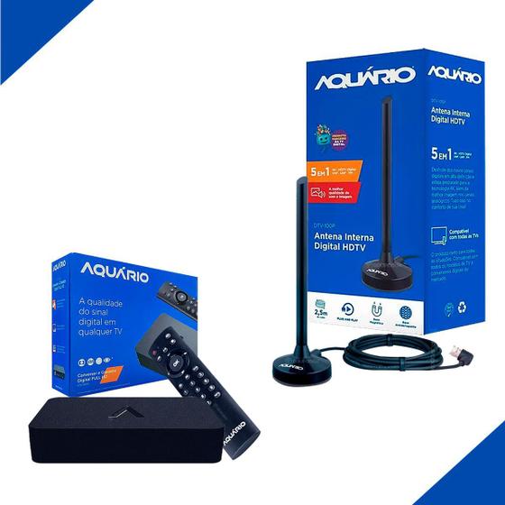 Kit Antena e Conversor Digital Aquario Compacto 100P+9000 Menor preço em Kit Antena e Conversor Digital Aquario Compacto 100P+9000