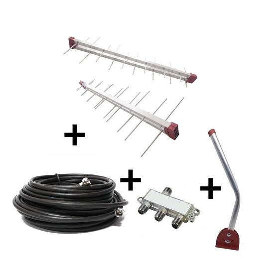 Kit Antena LOG 38 PDI, com cabo 12mts, mastro e divisor 3X1 Menor preço em Kit Antena LOG 38 PDI, com cabo 12mts, mastro e divisor 3X1