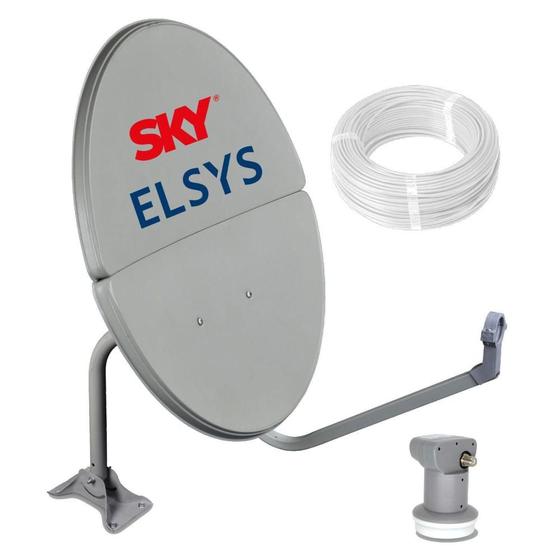 Kit Antena Parabólica Banda Ku Sky Bipartida 60cm c/ Lnb Simples e Cabo Menor preço em Kit Antena Parabólica Banda Ku Sky Bipartida 60cm c/ Lnb Simples e Cabo