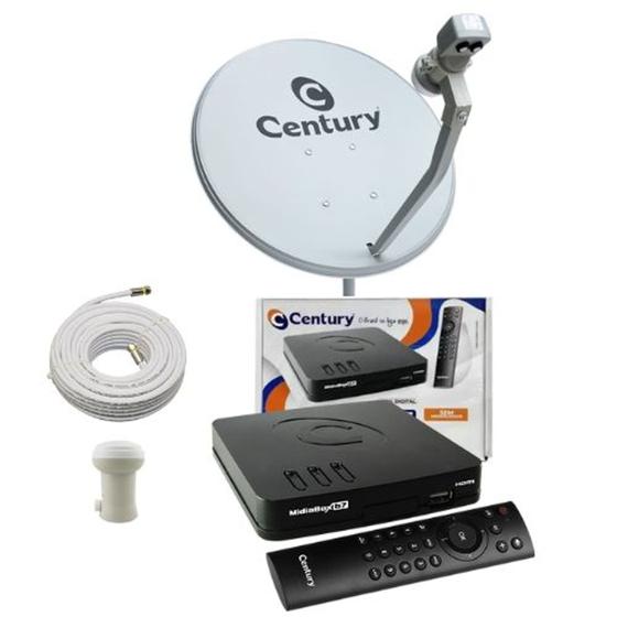 Kit Antena Parabólica com Receptor Midiabox B7 Century HDTV Menor preço em Kit Antena Parabólica com Receptor Midiabox B7 Century HDTV