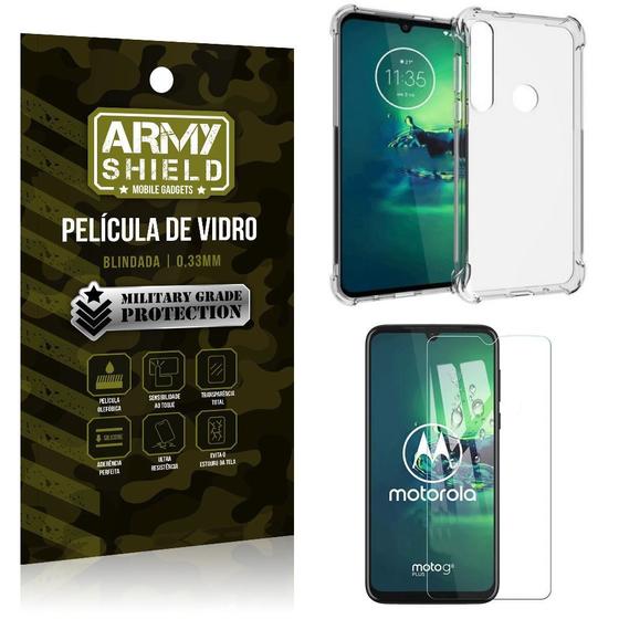 Imagem de Kit Anti Impacto Moto G8 Plus Capinha Anti Impacto + Película de Vidro - Armyshield