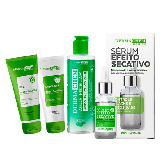 Imagem de Kit Antioliosidade Sabonete Gel Sérum Água Micelar Dermachem Pele Oleosa