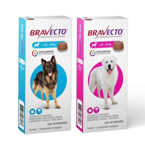 Imagem de Kit Antipulgas Bravecto De 20 A 40kg E 40 A 56Kg  Original