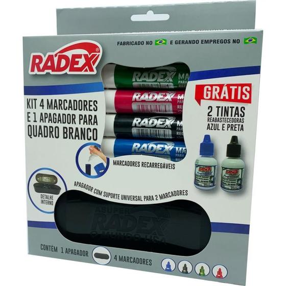 Imagem de Kit Apagador com 4 Marcadores para Quadro Branco e 2 Tintas Grátis
