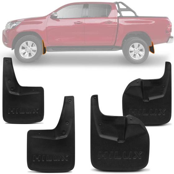 Imagem de Kit Apara Barro Lameira Protetor Toyota Hilux 2016 2017 2018 2019 2020 2021 2022 2023 Preto 4 Peças