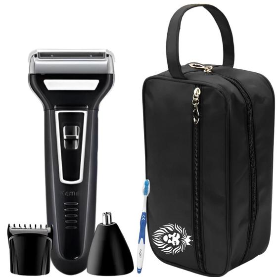 Kit Aparador de Pelos Kemei 3 em 1 Com Nécessaire Imagem de Kit Aparador de Pelos Kemei 3 em 1 Com Nécessaire