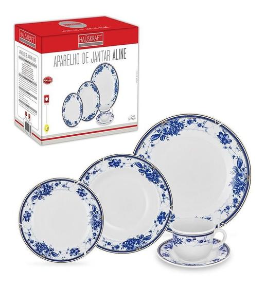 Imagem de Kit Aparelho De Jantar Aline Prato Xícara 20 Peças Porcelana