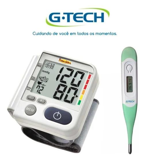 Imagem de Kit Aparelho De Medir Pressão Digital De Pulso + Termometro