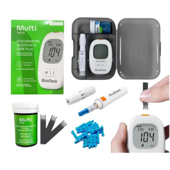 kit Aparelho Medidor Monitor de Glicose Diabetes Glicemia completo Glicocheck Multilaser Menor preço em kit Aparelho Medidor Monitor de Glicose Diabetes Glicemia completo Glicocheck Multilaser