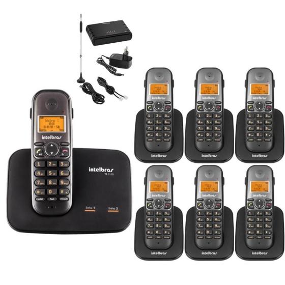 Imagem de Kit Aparelho Telefone 2 Linhas Com 6 Ramal Bina Entrada Chip