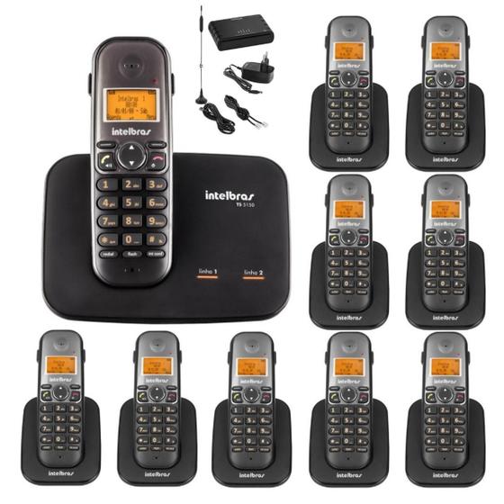 Imagem de Kit Aparelho Telefone Sem TS 5150 Bina 9 Ramal Entrada Chip