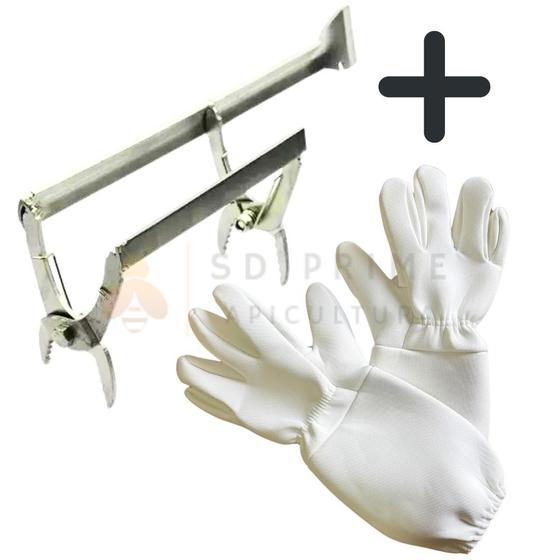 Imagem de Kit Apicultura Luva Sr Cross + Saca Quadros Com Formão