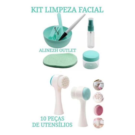 Imagem de Kit Aplicação De Skin Care + Escova Facial 3d Massagem Limpeza facial dia a dia