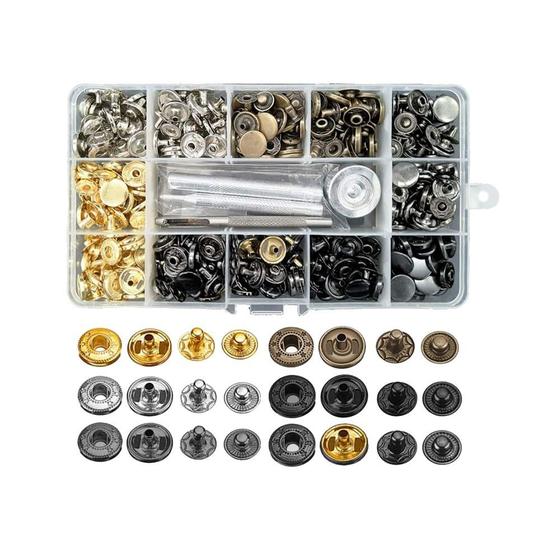 Imagem de Kit Aplicador Manual + Estojo Com 120 Botões Pressão Metal