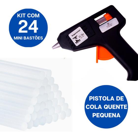 Imagem de Kit Aplicadora De Cola Quente Com 24 Bastões Refil 19cm x 7mm