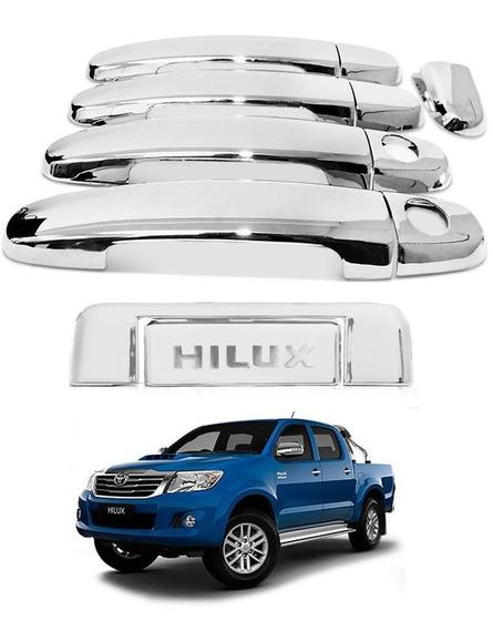 Imagem de Kit Aplique Capa Cromada Maçaneta+Tampa Traseira Hilux 2006