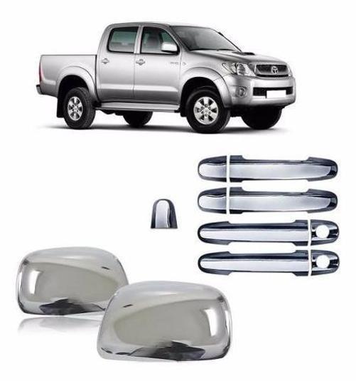 Imagem de Kit Aplique Capa Cromada Retrovisor Maçanetas Hilux 2009