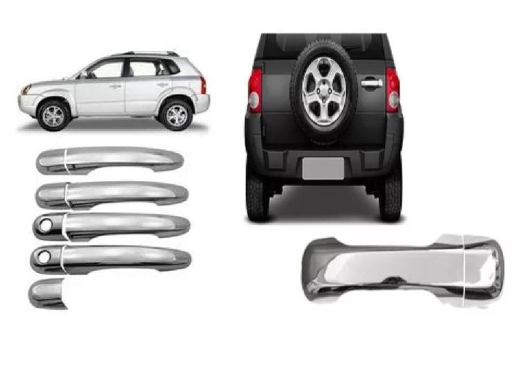 Imagem de Kit Aplique Cromado Para Maçanetas - Ecosport 03/12 (4 portas + maçaneta traseira)