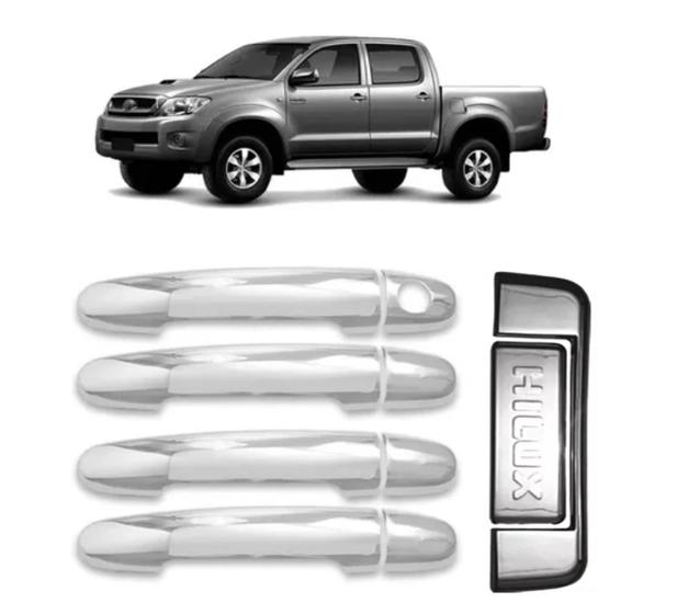 Imagem de Kit Aplique Maçaneta Traseira + 4 Aplique Maçaneta Porta Hilux 2005 até 2011