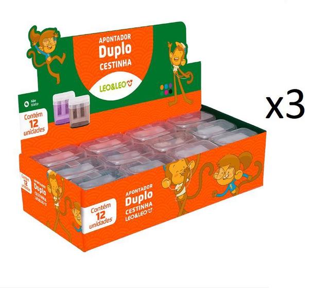 Imagem de Kit Apontador Duplo Cestinha C/Deposito- 36un- Atacado