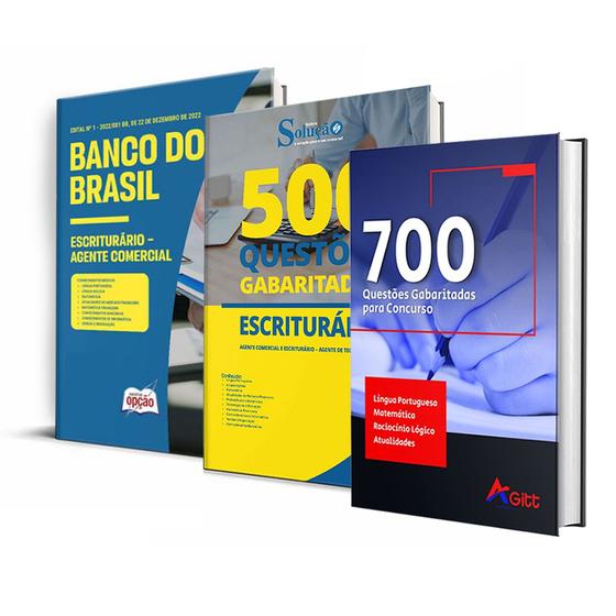 Imagem de Kit Apostila Banco do Brasil Escriturário Agente Comercial +1200 Questões - Ed. Opção