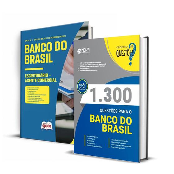 Imagem de Kit Apostila Banco do Brasil Escriturário Agente Comercial +1300 Questões - Ed. Opção